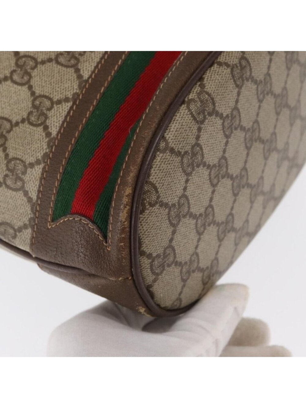Authentic GUCCI GG Supreme Web Sherry Line Bag PVC Beige Gold 164 02 085 - Picture 16 of 16